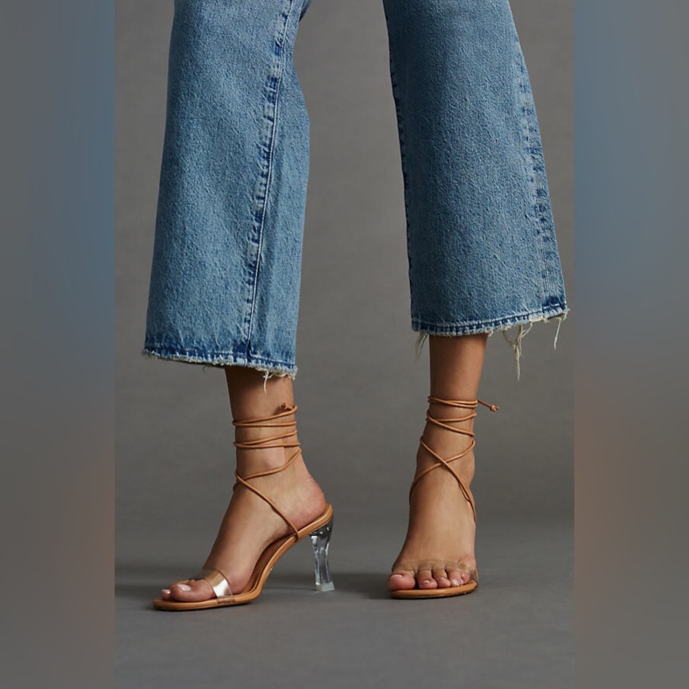 Larroude tan leather Gloria heels